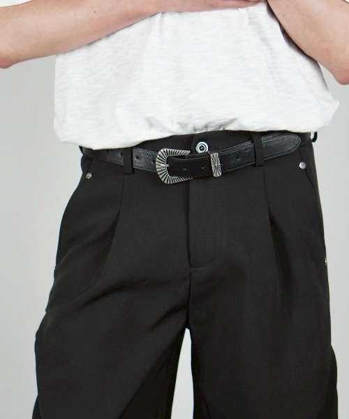 Chikashitsu +】herringbone curve pants / 【チカシツプラス