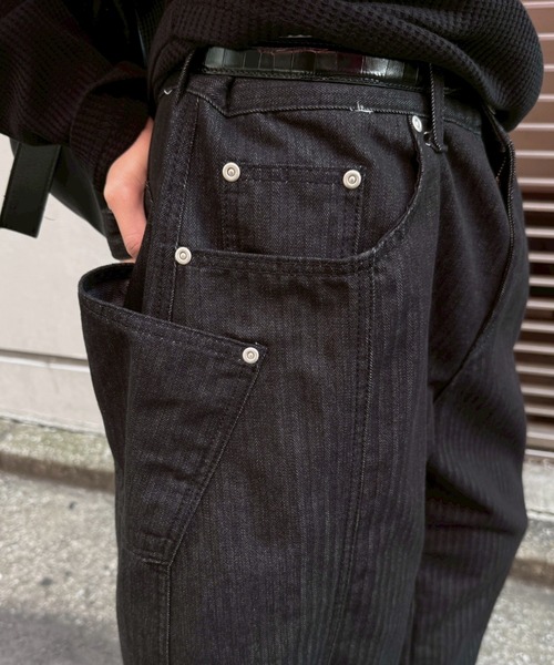 Chikashitsu +（チカシツプラス）の「【Chikashitsu +】herringbone curve pants / 【チカシツプラス】ヘリンボーンカーブパンツ＜着用動画あり＞（その他パンツ・メンズ・ブラック/ネイビー・S/M/L）」の13枚目の写真