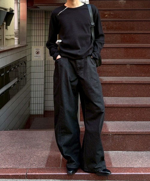 セール】【Chikashitsu +】herringbone curve pants