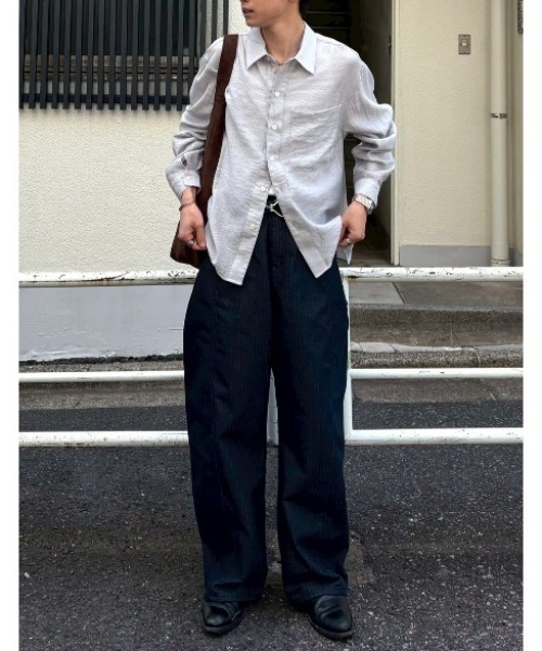 Chikashitsu +（チカシツプラス）の「【Chikashitsu +】herringbone curve pants / 【チカシツプラス】ヘリンボーンカーブパンツ＜着用動画あり＞（その他パンツ・メンズ・ブラック/ネイビー・S/M/L）」の18枚目の写真