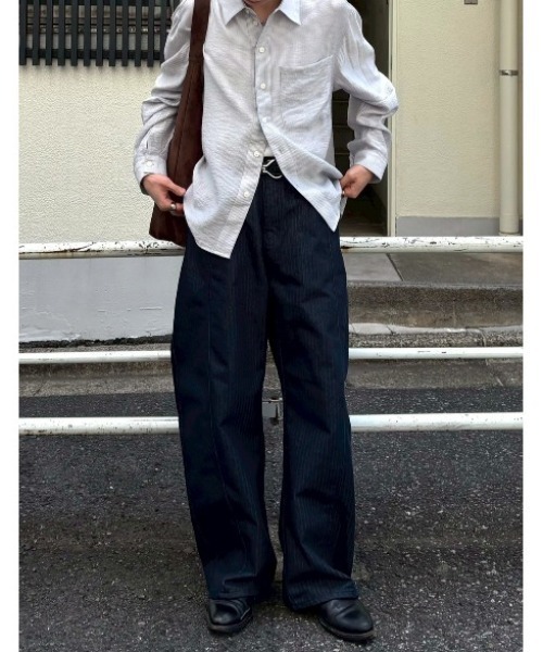 Chikashitsu +（チカシツプラス）の「【Chikashitsu +】herringbone curve pants / 【チカシツプラス】ヘリンボーンカーブパンツ＜着用動画あり＞（その他パンツ・メンズ・ブラック/ネイビー・S/M/L）」の19枚目の写真