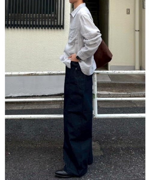 Chikashitsu +（チカシツプラス）の「【Chikashitsu +】herringbone curve pants / 【チカシツプラス】ヘリンボーンカーブパンツ＜着用動画あり＞（その他パンツ・メンズ・ブラック/ネイビー・S/M/L）」の20枚目の写真