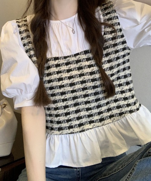 GLAMOROUS JANE(グラマラスジェーン)の「ツイードドッキングペプラムトップス(シャツ/ブラウス・レディース・ホワイト・FREE)」の7枚目の写真