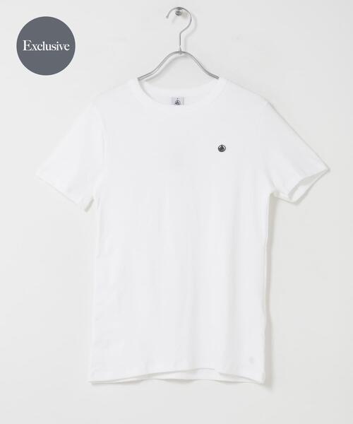 PETIT BATEAU(プチバトー)の「『別注』PETIT BATEAU×DOORS EMBROIDERYT-SHIRTS(Tシャツ/カットソー・レディース・ホワイト/グレー・MEDIUM)」の1枚目の写真