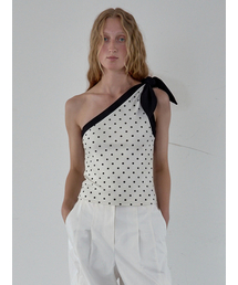 Polka Dot Scarf Top Ivory