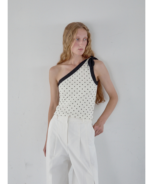 Kijun（キジュン）の「Polka Dot Scarf Top Ivory（Tシャツ/カットソー・レディース・その他・MEDIUM/LARGE/SMALL）」の3枚目の写真