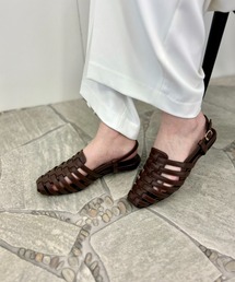 スクエアトゥ フラットグルカサンダル 6044-WK