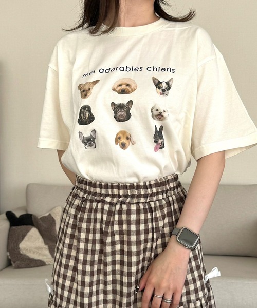 boemy（ボエミー）の「DOGプリント半袖Tシャツ（Tシャツ/カットソー・レディース・アイボリー・SMALL）」の2枚目の写真