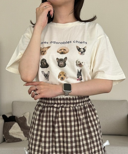 boemy（ボエミー）の「DOGプリント半袖Tシャツ（Tシャツ/カットソー・レディース・アイボリー・SMALL）」の5枚目の写真