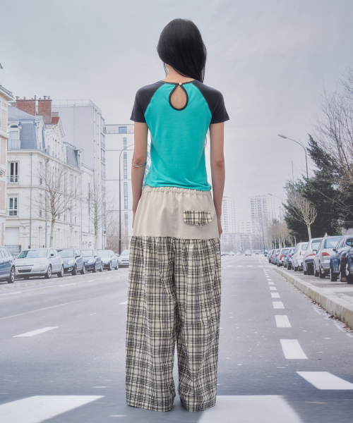 SOMSOC（ソムソック）の「BAY DENIM CHECK LOUNGE PANTS_BEIGE（その他パンツ・レディース・その他・FREE）」の2枚目の写真
