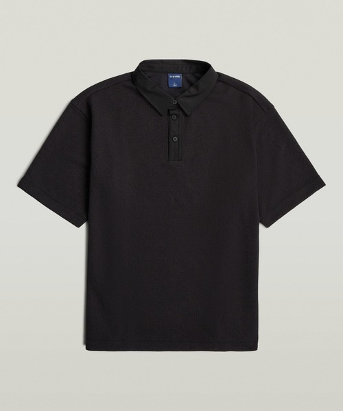 G-STAR(ジースター)の「Heavy Waffle Loose Polo/ヘビーウェイトワッフルルーズオーバーサイズポロシャツ(ポロシャツ・メンズ・ダークオリーブ/ダークブラック・X-SMALL/SMALL/MEDIUM/X-LARGE/LARGE)」の1枚目の写真