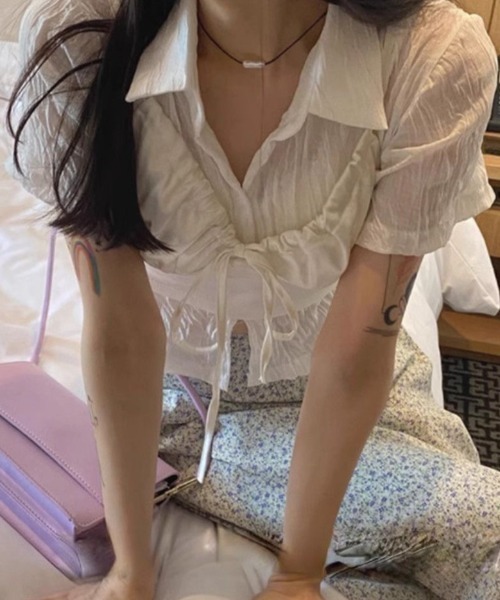 AVYL(アヴィル)の「ワッシャーシアー半袖クロップドシャツ(シャツ/ブラウス・レディース・ブラック/ホワイト・M)」の14枚目の写真