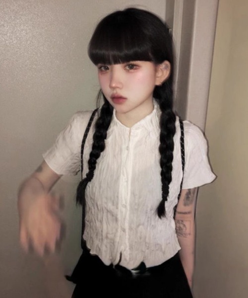 AVYL(アヴィル)の「ワッシャーシアー半袖クロップドシャツ(シャツ/ブラウス・レディース・ブラック/ホワイト・M)」の17枚目の写真