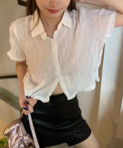 AVYL(アヴィル)の「ワッシャーシアー半袖クロップドシャツ(シャツ/ブラウス・レディース・ブラック/ホワイト・M)」の21枚目の写真