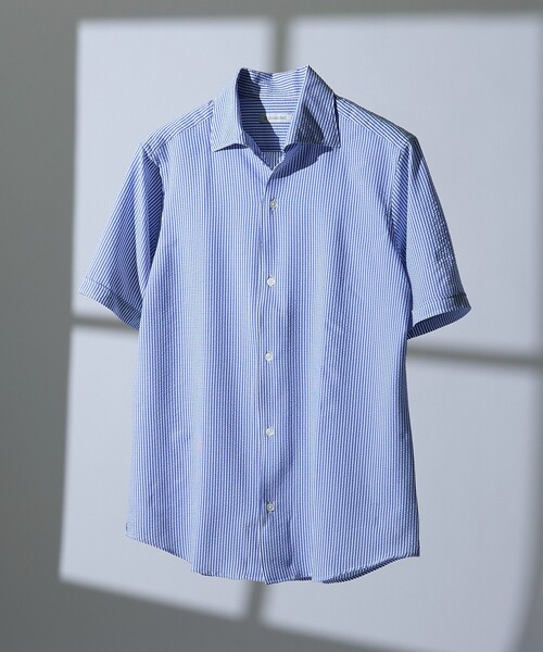 DESIGNWORKS(デザインワークス)の「【DotAir】2WAY サッカー半袖シャツ / 軽量 / 防シワ / 吸水速乾 / 2026SS(シャツ/ブラウス・メンズ・ネイビー/チャコールグレー/ホワイト/ブルー・50/48/52/46)」の6枚目の写真