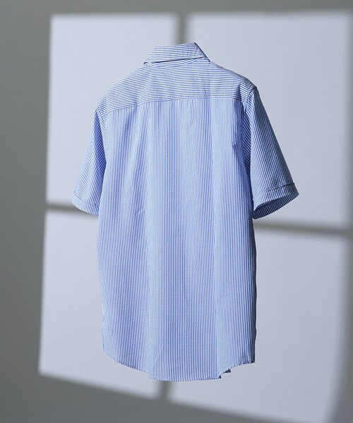 DESIGNWORKS(デザインワークス)の「【DotAir】2WAY サッカー半袖シャツ / 軽量 / 防シワ / 吸水速乾 / 2026SS(シャツ/ブラウス・メンズ・ネイビー/チャコールグレー/ホワイト/ブルー・50/48/52/46)」の7枚目の写真