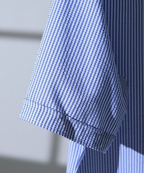 DESIGNWORKS(デザインワークス)の「【DotAir】2WAY サッカー半袖シャツ / 軽量 / 防シワ / 吸水速乾 / 2026SS(シャツ/ブラウス・メンズ・ネイビー/チャコールグレー/ホワイト/ブルー・50/48/52/46)」の9枚目の写真