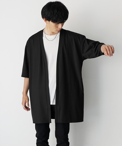 MinoriTY(マイノリティ)の「【MinoriTY】マイクロプリーツ5分袖カーディガン メンズ 夏服 ユニセックス 半袖(カーディガン/ボレロ・メンズ・ブルー/ライトグレー/ブラック・M/S/L)」の11枚目の写真