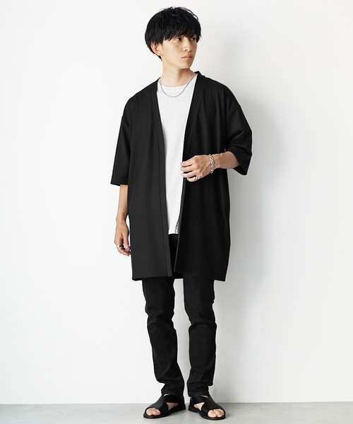 MinoriTY(マイノリティ)の「【MinoriTY】マイクロプリーツ5分袖カーディガン メンズ 夏服 ユニセックス 半袖(カーディガン/ボレロ・メンズ・ブルー/ライトグレー/ブラック・M/S/L)」の12枚目の写真