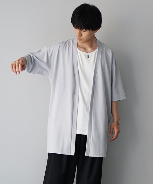 MinoriTY(マイノリティ)の「【MinoriTY】マイクロプリーツ5分袖カーディガン メンズ 夏服 ユニセックス 半袖(カーディガン/ボレロ・メンズ・ブルー/ライトグレー/ブラック・M/S/L)」の13枚目の写真