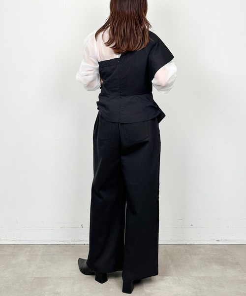 LUGIVA（ルギヴァ）の「【セットアップ可能】T/Cポンチレースワイドパンツ（その他パンツ・レディース・オフホワイト/ブラック・M）」の16枚目の写真