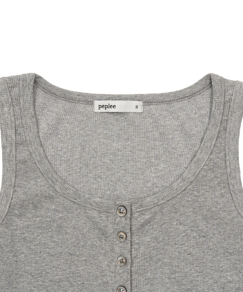 PEPLEE(ペプリー)の「Button Henley Neck Sleeveless Top (Grey)(Tシャツ/カットソー・レディース・その他・SMALL/MEDIUM)」の4枚目の写真