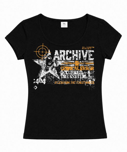 VENHIT（ベンヒット）の「クリティカルエラー Uネック スリムフィット 半袖Tシャツ（Tシャツ/カットソー・レディース・ホワイト/ブラック/イエロー/ライトピンク/オレンジ・SMALL/MEDIUM/LARGE）」の6枚目の写真