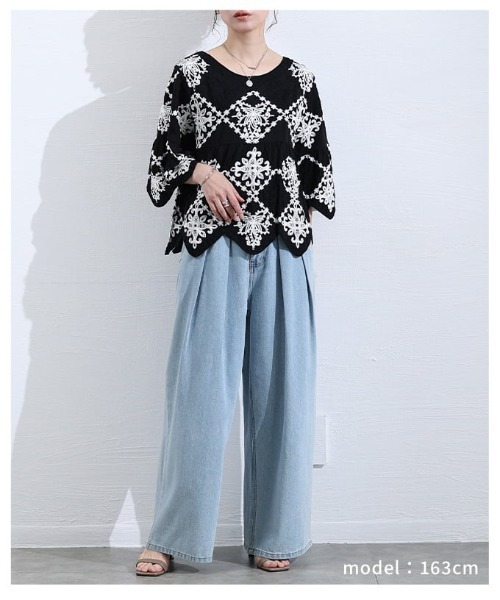 Sawa a la mode（サワアラモード）の「モロッカン刺繍コットンブラウス（シャツ/ブラウス・レディース・ホワイト/ブラック・FREE）」の14枚目の写真