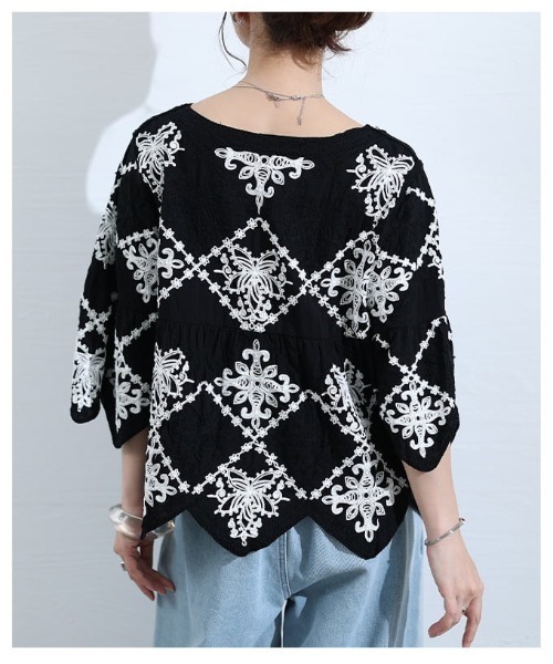 Sawa a la mode（サワアラモード）の「モロッカン刺繍コットンブラウス（シャツ/ブラウス・レディース・ホワイト/ブラック・FREE）」の15枚目の写真