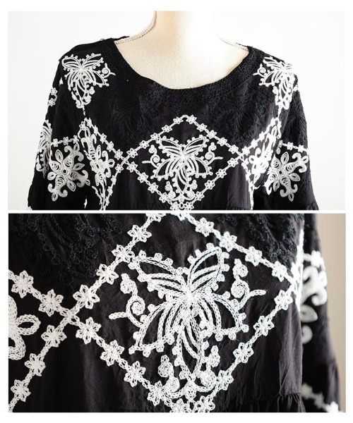 Sawa a la mode（サワアラモード）の「モロッカン刺繍コットンブラウス（シャツ/ブラウス・レディース・ホワイト/ブラック・FREE）」の20枚目の写真