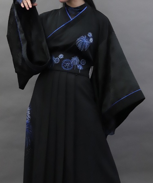 REZEN（リゼン）の「花火刺繍着物シャツ（シャツ/ブラウス・メンズ・ローズ/イエロー/ブルーパープル・MEDIUM/LARGE）」の2枚目の写真