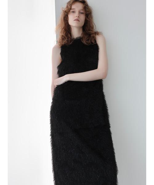 AMOMMA(アモマ)の「FEATHER SHAGGY DRESS(ドレス・レディース・アイボリー/ブラック・FREE)」の1枚目の写真