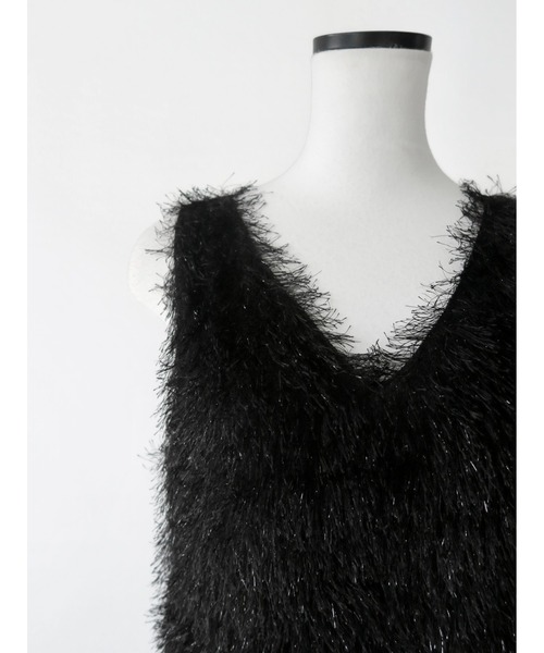 AMOMMA(アモマ)の「FEATHER SHAGGY DRESS(ドレス・レディース・アイボリー/ブラック・FREE)」の12枚目の写真