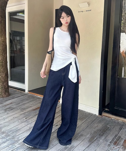 HALEY PESCA(ヘーリーペスカ)の「HALEY PESCA/サイドスリット ウエストマークタンクトップ(タンクトップ・レディース・ネイビー/ホワイト・FREE)」の9枚目の写真