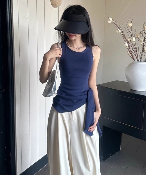 HALEY PESCA(ヘーリーペスカ)の「HALEY PESCA/サイドスリット ウエストマークタンクトップ(タンクトップ・レディース・ネイビー/ホワイト・FREE)」の14枚目の写真