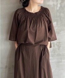 COTTONLAWN SHIRRING BLOUSE / コットン ローン シャーリング ブラウス
