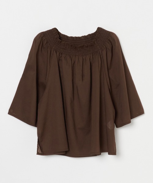 HELIOPOLE（エリオポール）の「COTTONLAWN SHIRRING BLOUSE / コットン ローン シャーリング ブラウス（シャツ/ブラウス・レディース・ダークブラウン・38）」の7枚目の写真