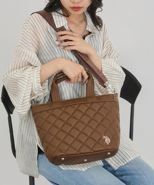 U.S. POLO ASSN.（ユーエスポロアッスン）の「【U.S. POLO ASSN.】キルティングトートバッグ USPA-2725（トートバッグ・レディース・ホワイト/グリーン/ブラック/ブラウン/アイボリー/ピンク・FREE）」の4枚目の写真