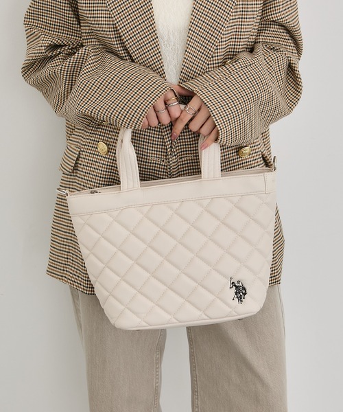 U.S. POLO ASSN.（ユーエスポロアッスン）の「【U.S. POLO ASSN.】キルティングトートバッグ USPA-2725（トートバッグ・レディース・ホワイト/グリーン/ブラック/ブラウン/アイボリー/ピンク・FREE）」の3枚目の写真