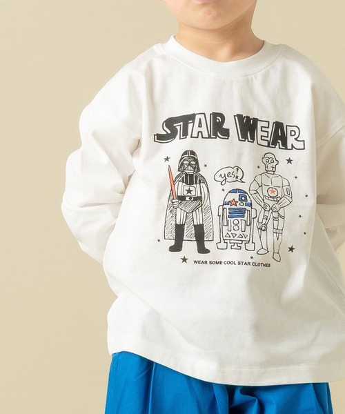 DILASH(ディラッシュ)の「【綿100%】STAR WEAR ロンT (ゆったり)(Tシャツ/カットソー・キッズ・オフホワイト/チャコールグレー・80/90/100/110/120/130/140)」の1枚目の写真
