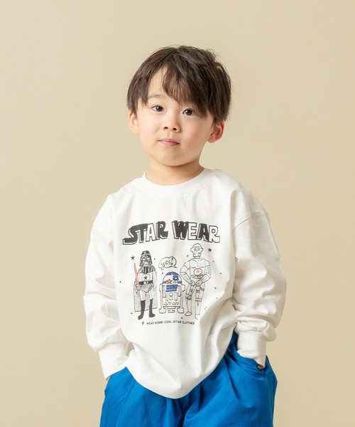 DILASH(ディラッシュ)の「【綿100%】STAR WEAR ロンT (ゆったり)(Tシャツ/カットソー・キッズ・オフホワイト/チャコールグレー・80/90/100/110/120/130/140)」の3枚目の写真