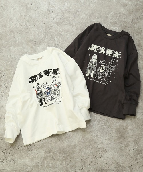 DILASH(ディラッシュ)の「【綿100%】STAR WEAR ロンT (ゆったり)(Tシャツ/カットソー・キッズ・オフホワイト/チャコールグレー・80/90/100/110/120/130/140)」の5枚目の写真