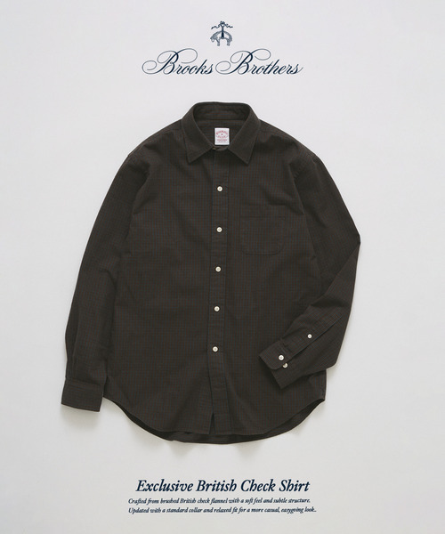 BROOKS BROTHERS（ブルックスブラザーズ）の「Brooks Brothers / ブルックス ブラザーズ 別注 RC チェック シャツ（シャツ/ブラウス・メンズ・ブラウン系その他/ベージュ/チャコールグレー・LARGE/SMALL/MEDIUM）」の3枚目の写真