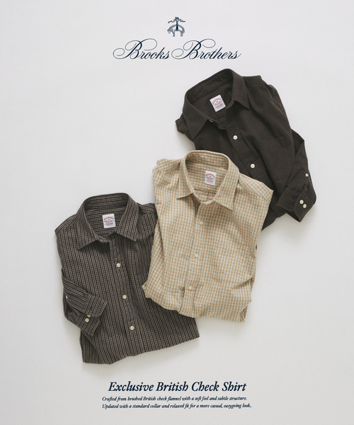 BROOKS BROTHERS（ブルックスブラザーズ）の「Brooks Brothers / ブルックス ブラザーズ 別注 RC チェック シャツ（シャツ/ブラウス・メンズ・ブラウン系その他/ベージュ/チャコールグレー・LARGE/SMALL/MEDIUM）」の4枚目の写真