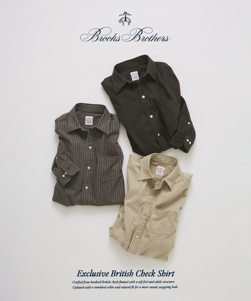 BROOKS BROTHERS（ブルックスブラザーズ）の「Brooks Brothers / ブルックス ブラザーズ 別注 RC チェック シャツ（シャツ/ブラウス・メンズ・ブラウン系その他/ベージュ/チャコールグレー・LARGE/SMALL/MEDIUM）」の5枚目の写真