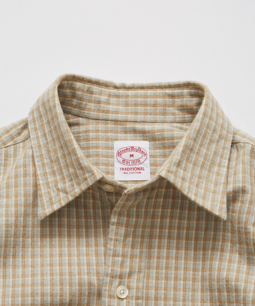 BROOKS BROTHERS（ブルックスブラザーズ）の「Brooks Brothers / ブルックス ブラザーズ 別注 RC チェック シャツ（シャツ/ブラウス・メンズ・ブラウン系その他/ベージュ/チャコールグレー・LARGE/SMALL/MEDIUM）」の7枚目の写真