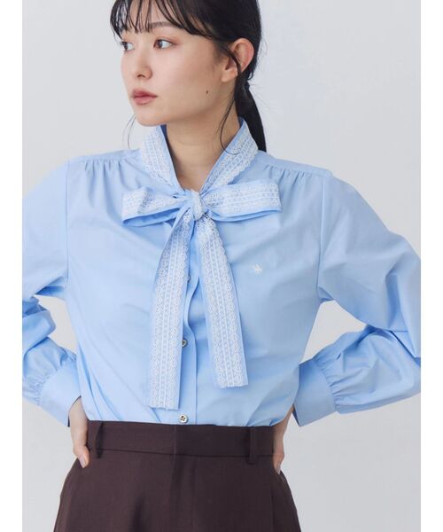 POLO BCS(ポロ ビーシーエス)の「【POLOBCS】レースデザインボウタイブラウス(シャツ/ブラウス・レディース・ライトブルー/ネイビー/オフホワイト・MEDIUM)」の21枚目の写真