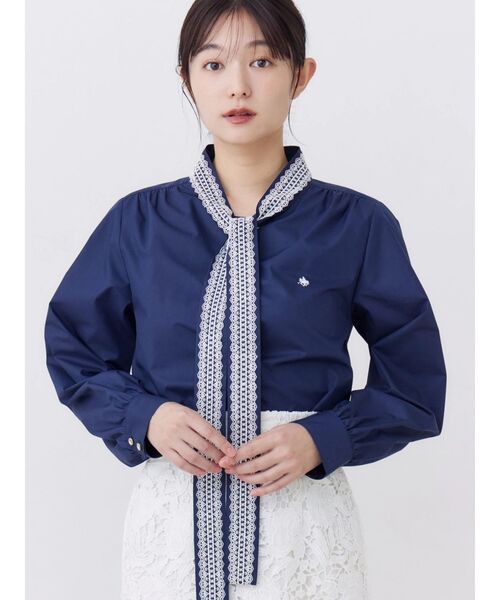 POLO BCS(ポロ ビーシーエス)の「【POLOBCS】レースデザインボウタイブラウス(シャツ/ブラウス・レディース・ライトブルー/ネイビー/オフホワイト・MEDIUM)」の9枚目の写真