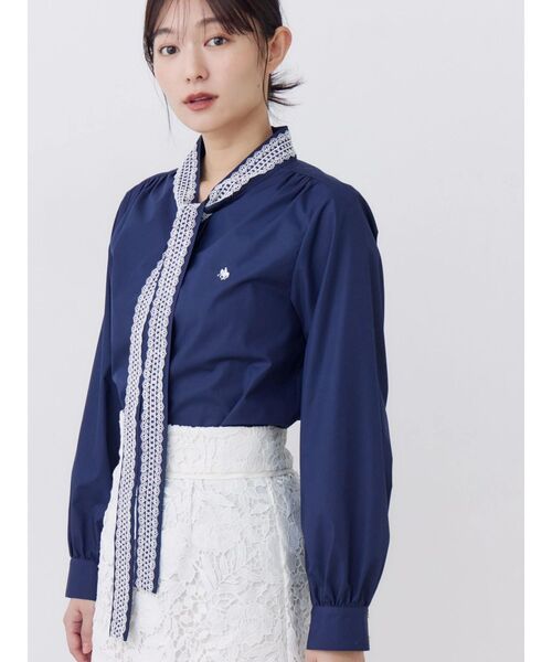 POLO BCS(ポロ ビーシーエス)の「【POLOBCS】レースデザインボウタイブラウス(シャツ/ブラウス・レディース・ライトブルー/ネイビー/オフホワイト・MEDIUM)」の12枚目の写真