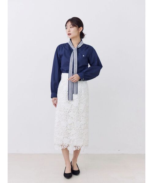 POLO BCS(ポロ ビーシーエス)の「【POLOBCS】レースデザインボウタイブラウス(シャツ/ブラウス・レディース・ライトブルー/ネイビー/オフホワイト・MEDIUM)」の17枚目の写真